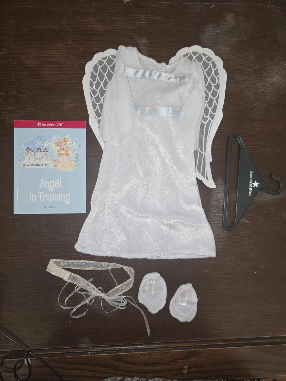 American Girl White Sparkle Angel Costume with Wings & Accessories